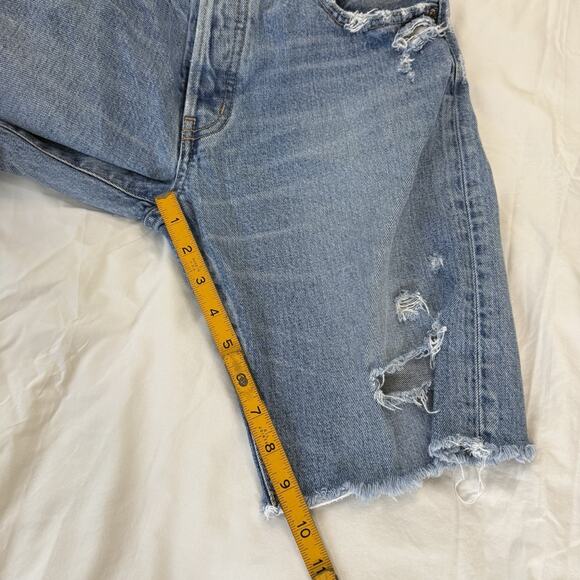 Moussy Cut Off Shorts Size 27 Blue Denim High Rise Button Fly Inseam 9” Japan - Picture 13 of 13